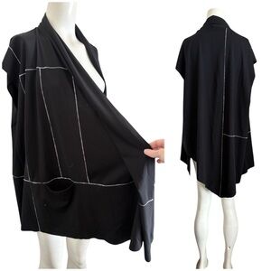 OZAI N KU Black Asymmetric Draping Vest Jacket Sz XL